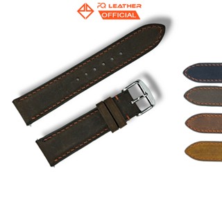Dây da đồng hồ da bò sáp khâu tay thủ công size 18, 20, 22, 24mm PQ Leather PD4 da thật bảo hành 12 tháng