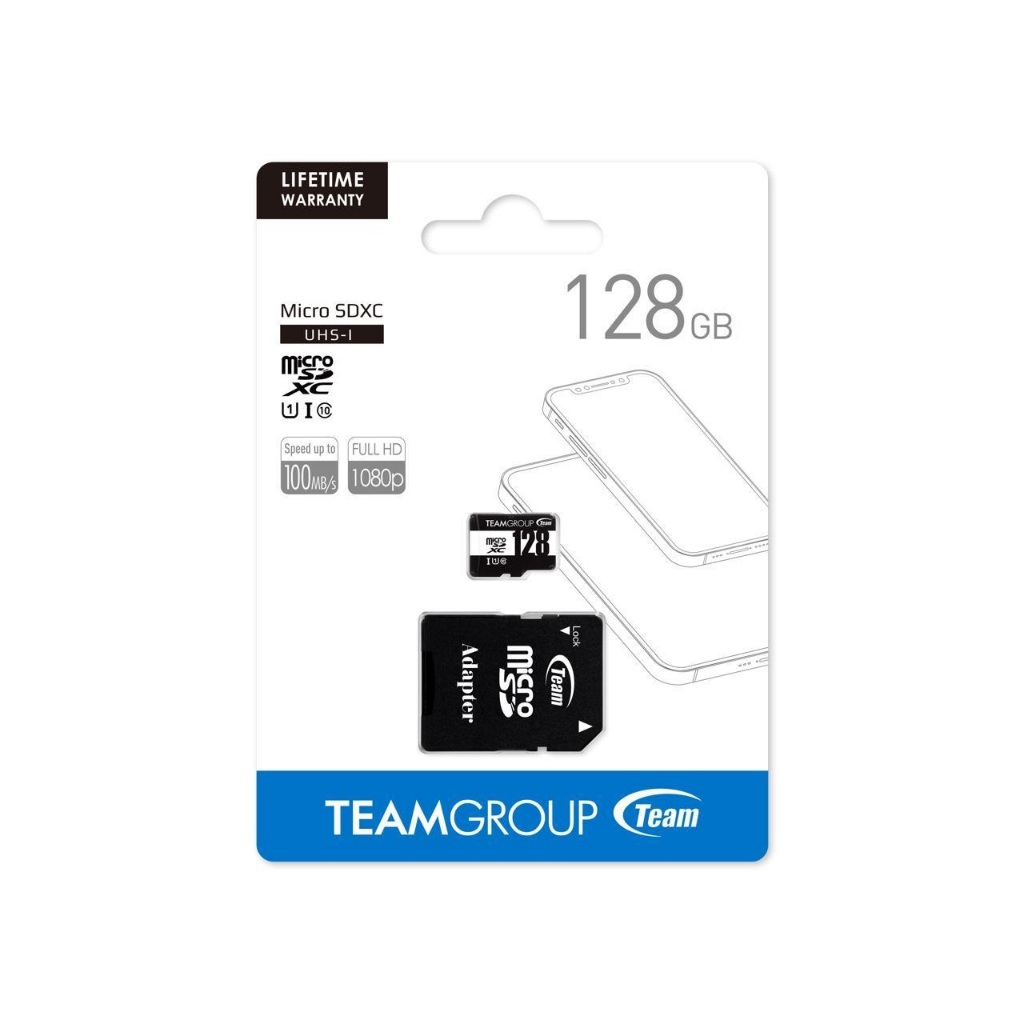Thẻ nhớ microSDXC Team 128GB upto 100MB/s kèm Adapter
