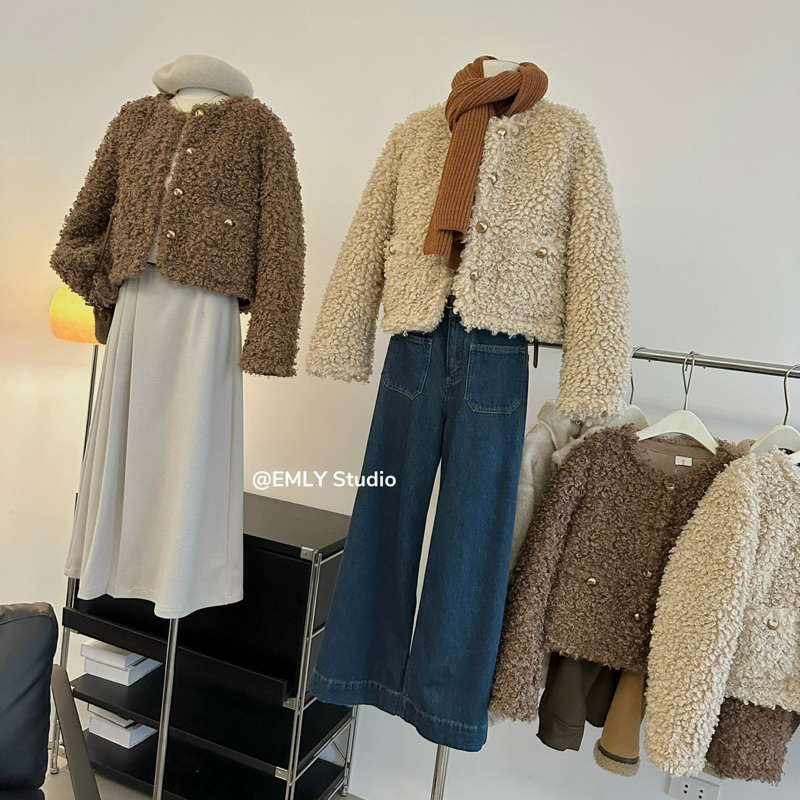 Áo Khoác Len Bông Xù Cao Cấp Thời Trang Phong Cách Hàn Quốc 🇰🇷