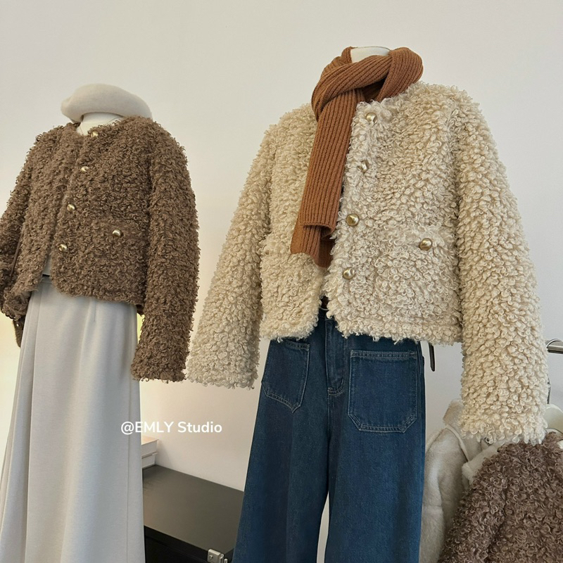Áo Khoác Len Bông Xù Cao Cấp Thời Trang Phong Cách Hàn Quốc 🇰🇷
