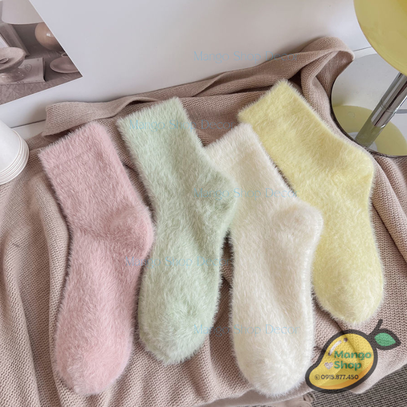 Tất Lông Thỏ Pastel Dành Cho Mùa Đông Lạnh Siêu Xinh