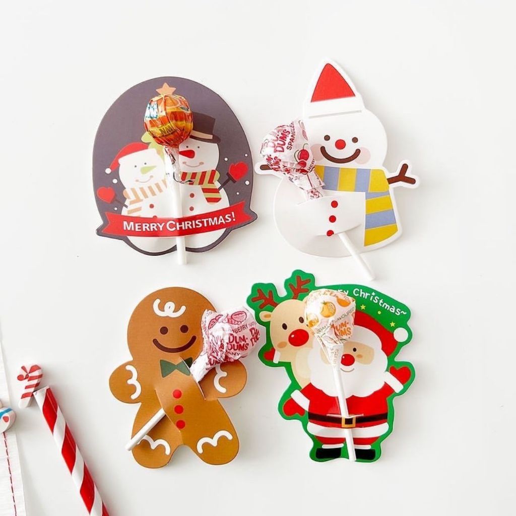 Set 50 Tag Giấy Thẻ Đựng Kẹo Mút Hoạt Hình Lollipop  Họa Tiết Giáng Sinh Noel Đáng Yêu Làm Quà Tặng Cho Bé
