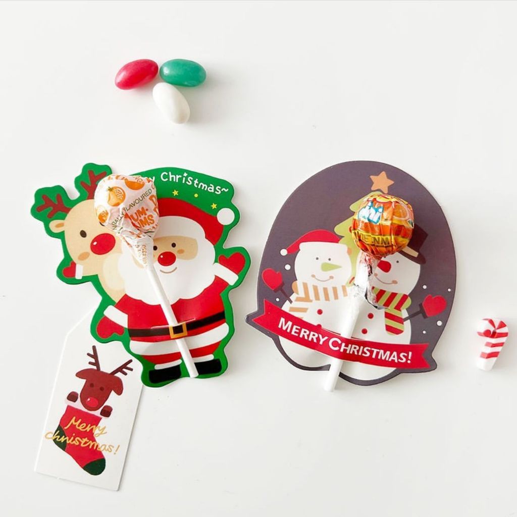 Set 50 Tag Giấy Thẻ Đựng Kẹo Mút Hoạt Hình Lollipop  Họa Tiết Giáng Sinh Noel Đáng Yêu Làm Quà Tặng Cho Bé