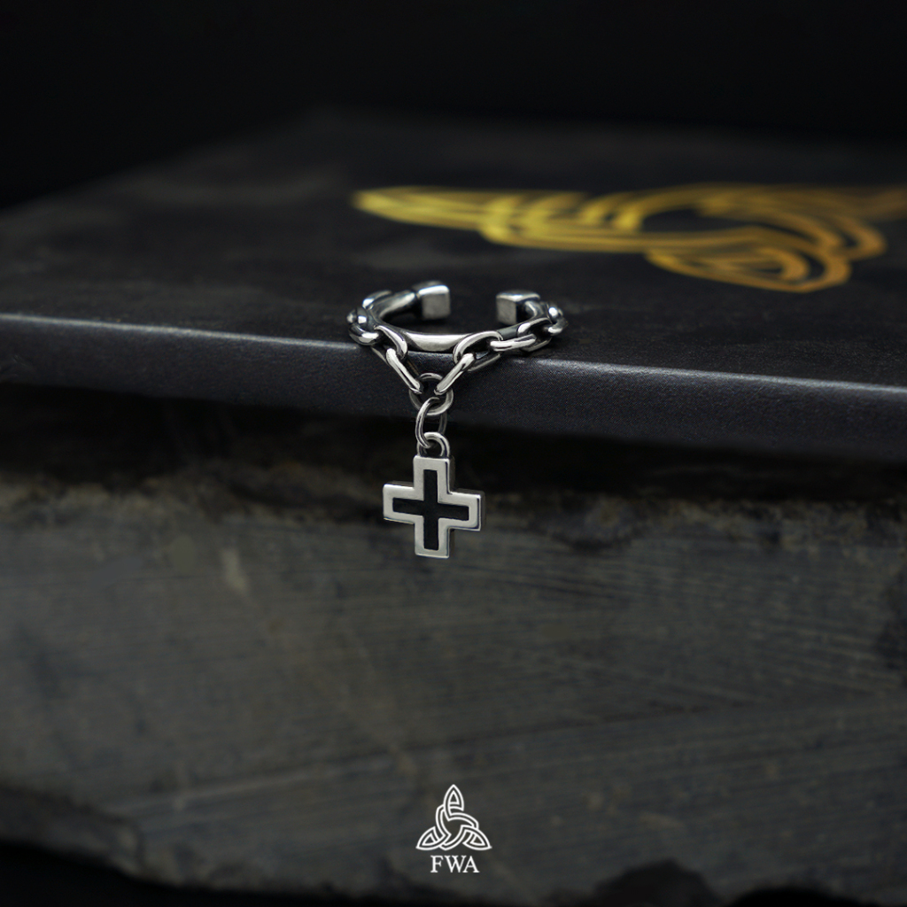 Khuyên bạc nam nữ FWA earCuff Cross Chain - FWAoriginals