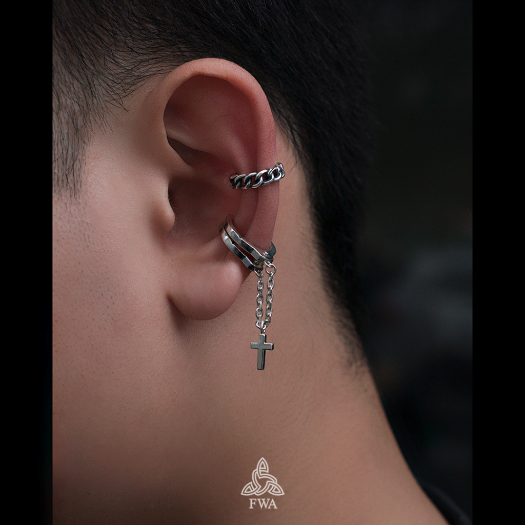 Khuyên bạc nam nữ FWA earCuff Cuban Link - FWAoriginals