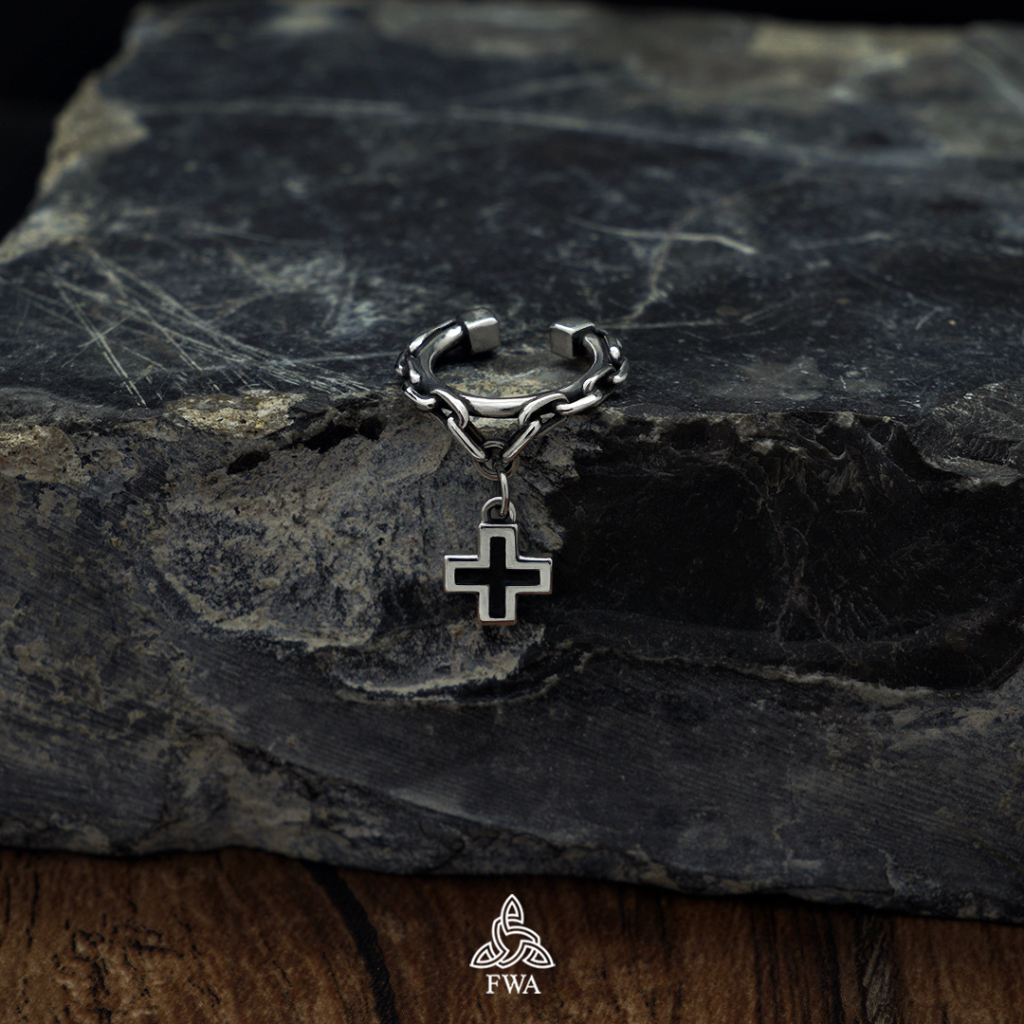 Khuyên bạc nam nữ FWA earCuff Cross Chain - FWAoriginals