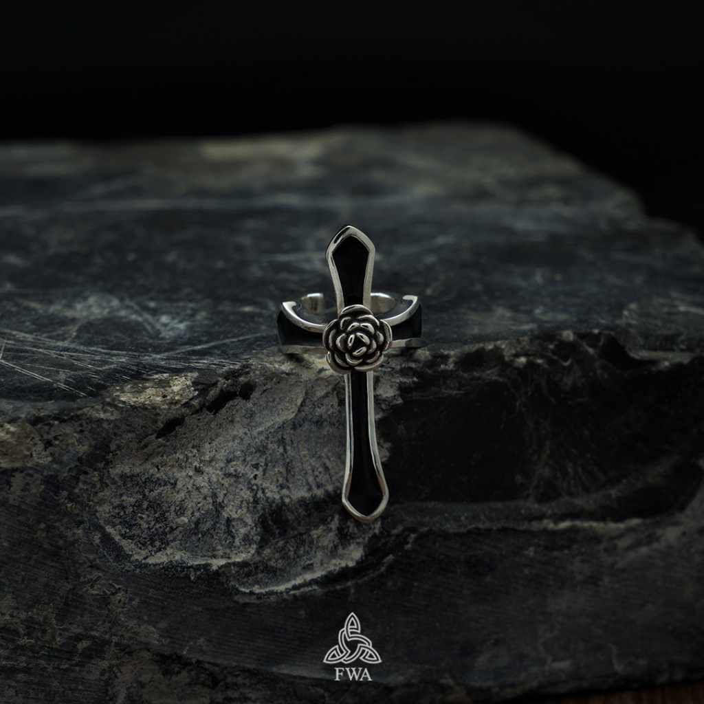 Khuyên bạc nam nữ FWA earCuff Cross Rose - FWAoriginals
