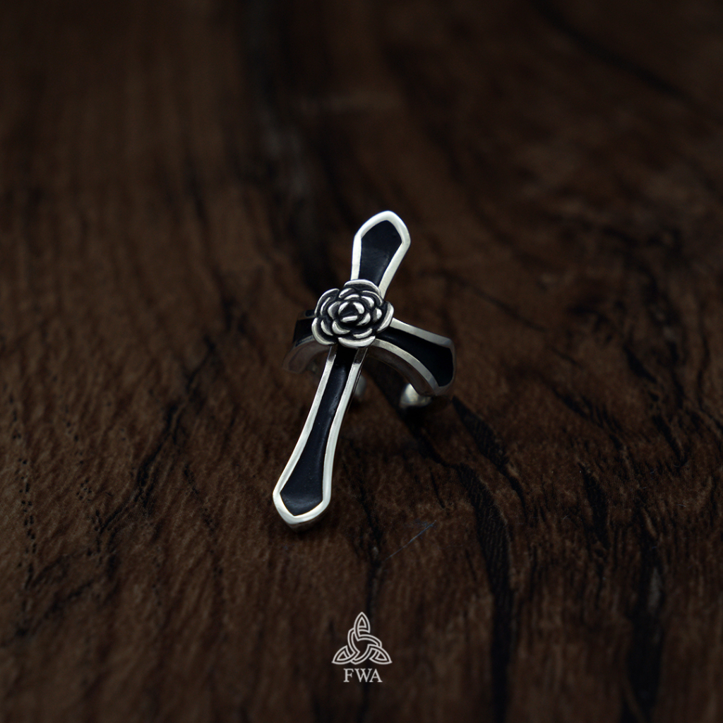 Khuyên bạc nam nữ FWA earCuff Cross Rose - FWAoriginals