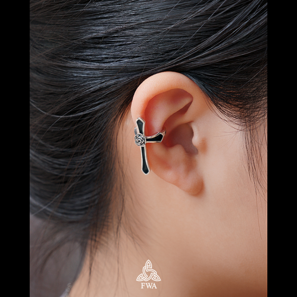 Khuyên bạc nam nữ FWA earCuff Cross Rose - FWAoriginals