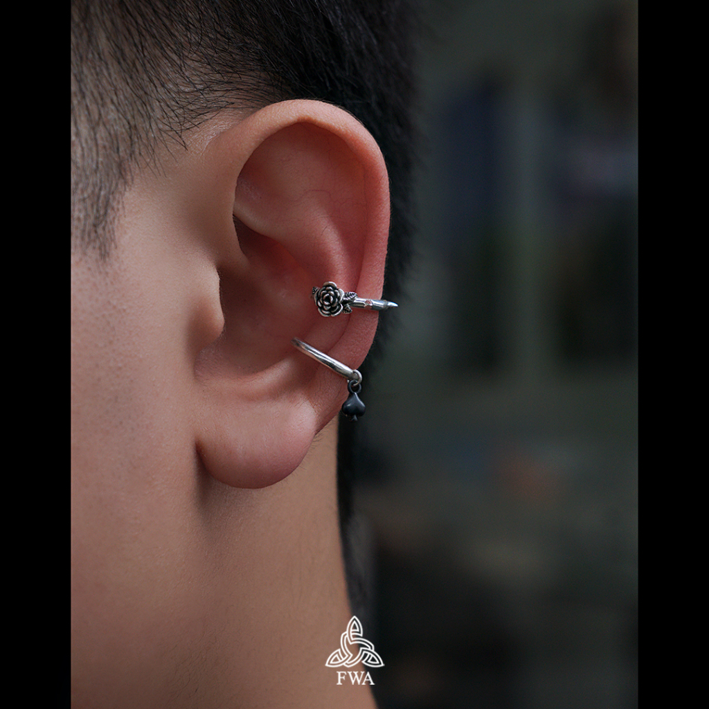 Khuyên bạc nam nữ FWA earCuff  Cross Chain - FWAoriginals