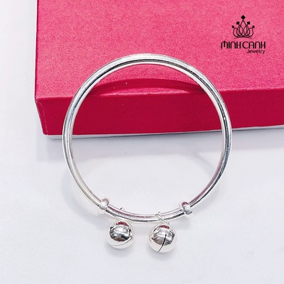 Vòng Bạc Cho Bé Sơ Sinh Có 2 Chuông Khắc Tên Theo Yêu Cầu - Minh Canh Jewelry