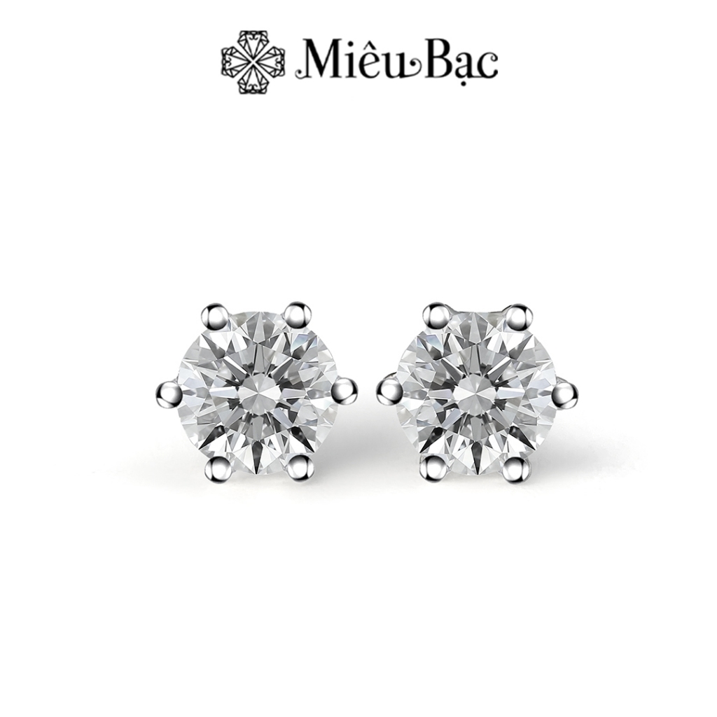 Bông tai nụ bạc nữ Miêu khuyên tai bạc đính đá 6 chấu 1c sang chảnh chất liệu bạc 925 phụ kiện thời trang trang sức MB69