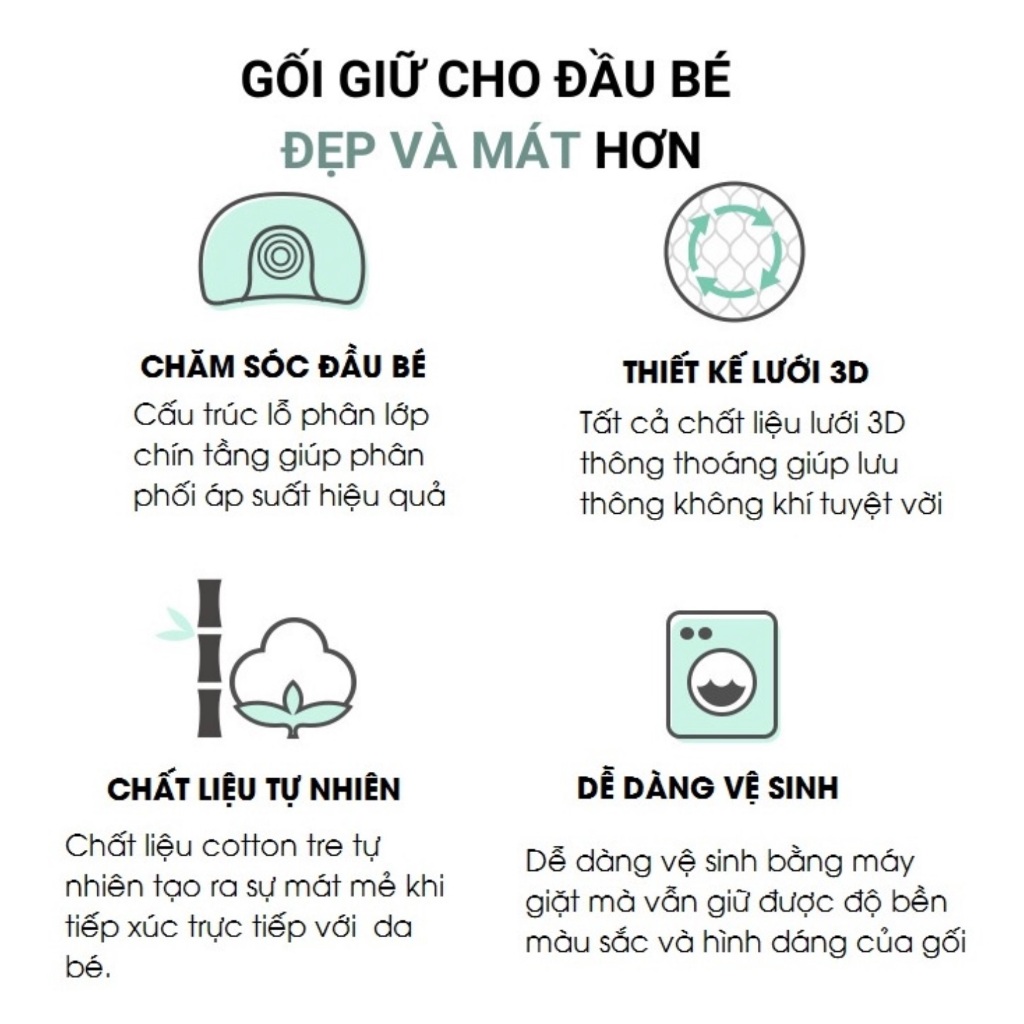 Gối cho bé chống méo đầu, chống bẹp đầu, thương hiệu Dono Dono Hàn Quốc nhập khẩu chính hãng