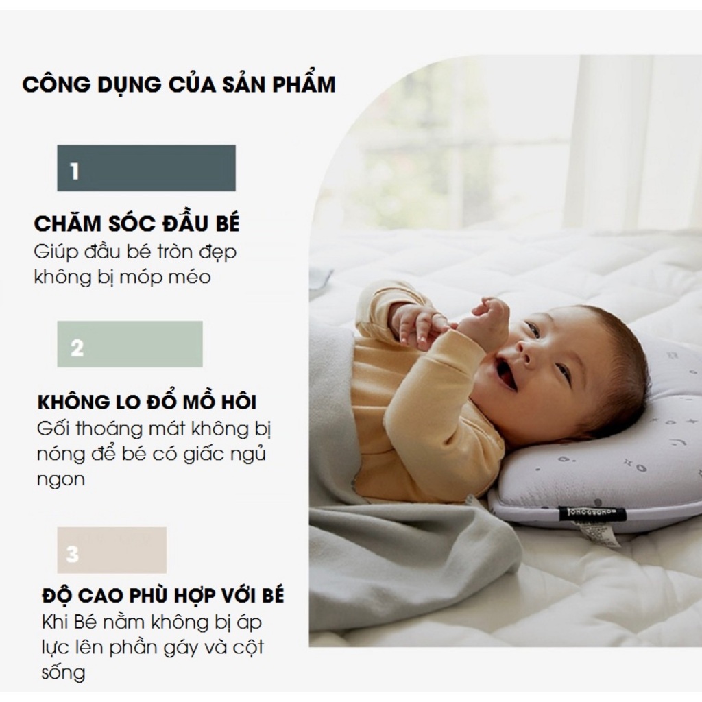 Gối cho bé chống méo đầu, chống bẹp đầu, thương hiệu Dono Dono Hàn Quốc nhập khẩu chính hãng