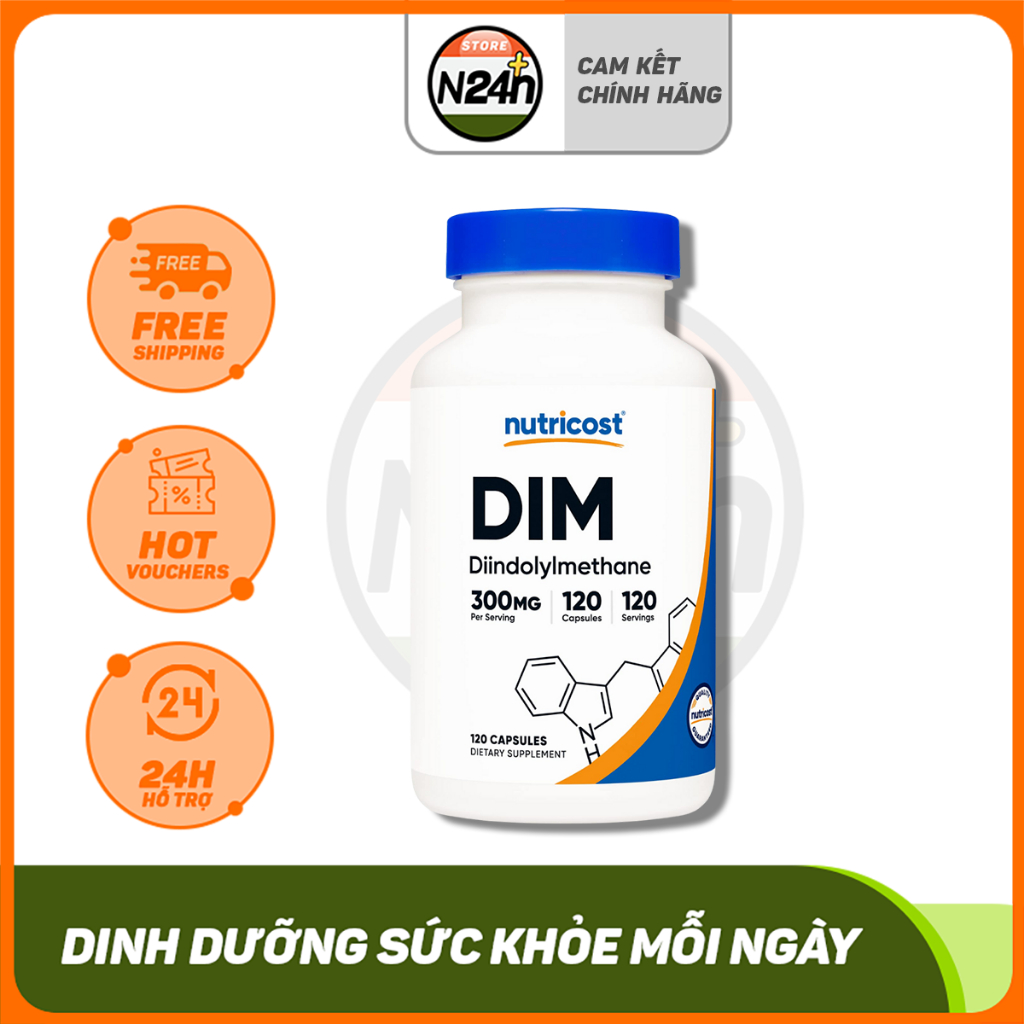 Nutricost DIM 300mg Viên Uống Cân Bằng Hóc Môn Testosterone Và Estrogen Cho Nam Và Nữ