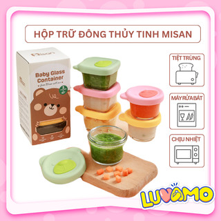 Hộp trữ đồ ăn dặm cho bé, hộp đựng thức ăn cho bé chịu nhiệt có vạch chia trữ đông đồ ăn dặm MISAN Luvamo AD80
