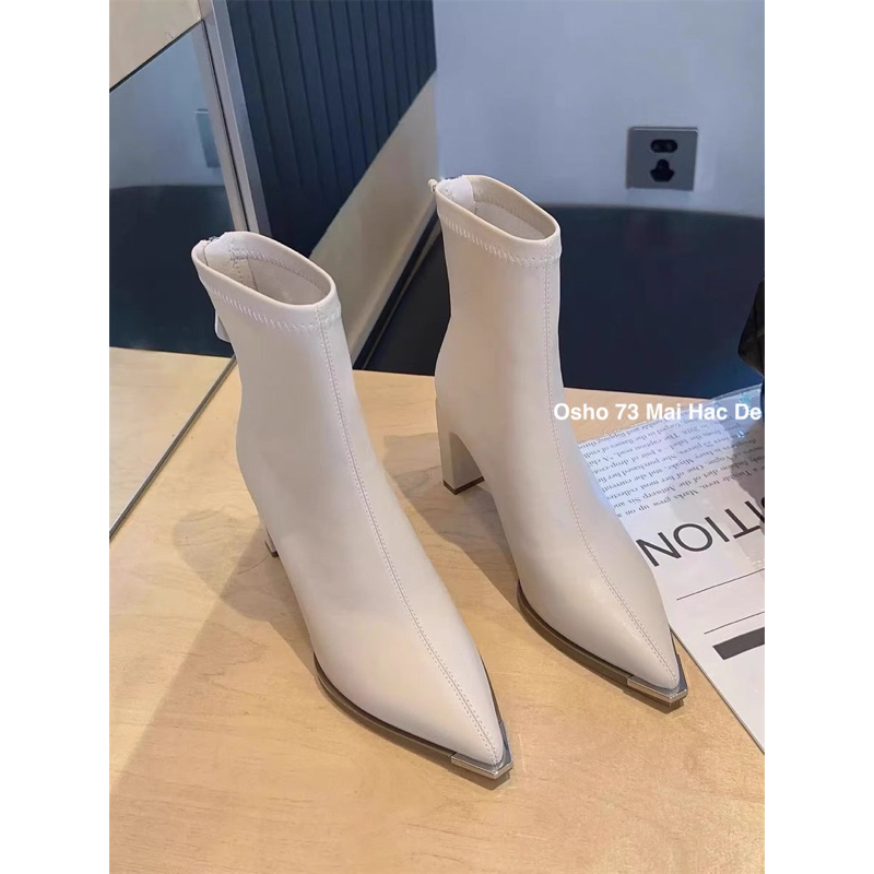 Boots mũi nhọn OSHO, chất da bò cao cấp, êm chân