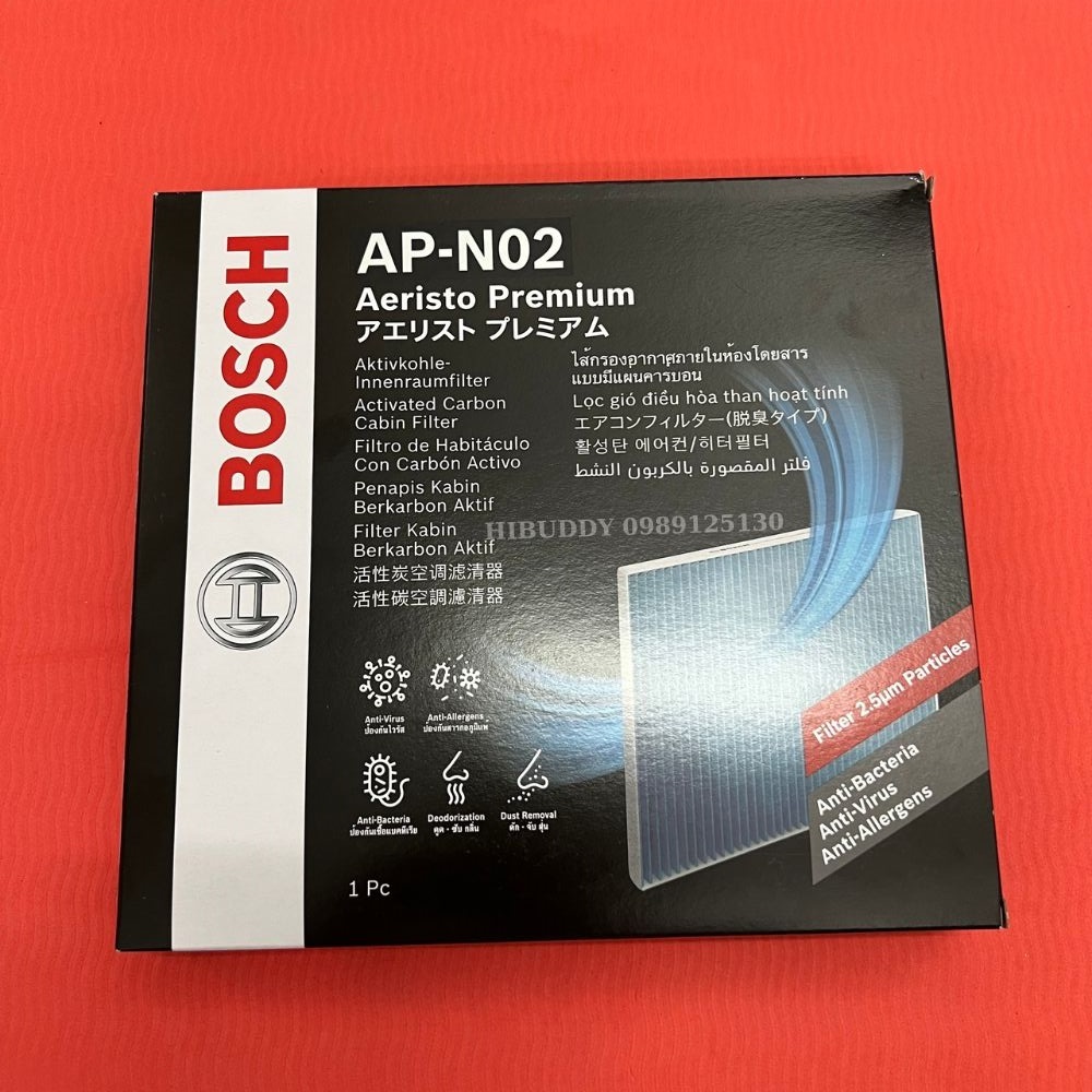 Lọc Gió Điều Hòa BOSCH Ariesto Premium AP-N02 (0986AF7005) Dành Cho Xe Mitsubishi Outlander ( 06 - ), D-max 1.9L (17 -)