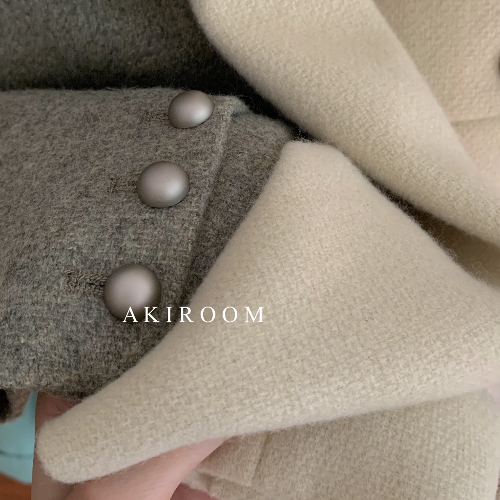 Áo khoác dạ mịn hai lớp hai túi nắp cúc 8114