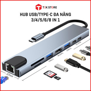 HUB Type C và HUB USB ra HDMI/USB/SD/TF/PD/RJ45 - HUB chia cổng chuyển đổi 3/4/5/6/8 in 1 cho Macbook/Laptop