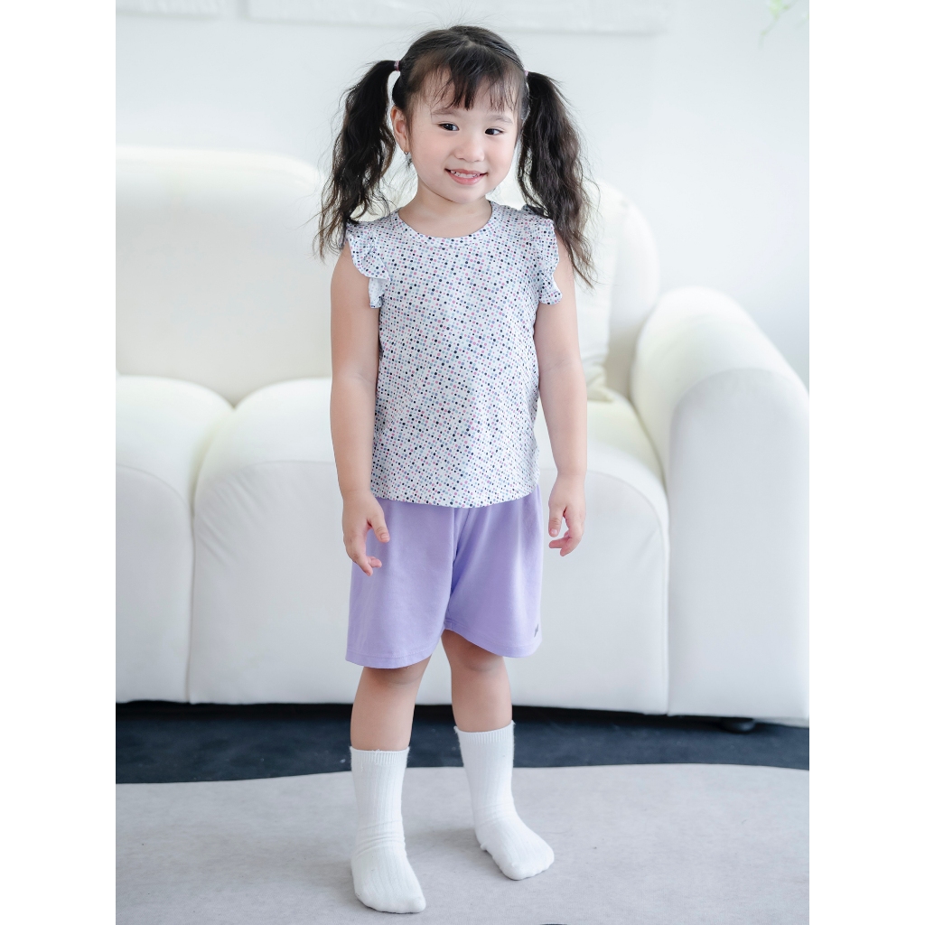 Đồ bộ cho bé gái, bộ cộc tay cho bé, đồ bé gái thun cotton tay cánh tiên cho bé từ 1 tuổi - 7 tuổi - Baa Baby