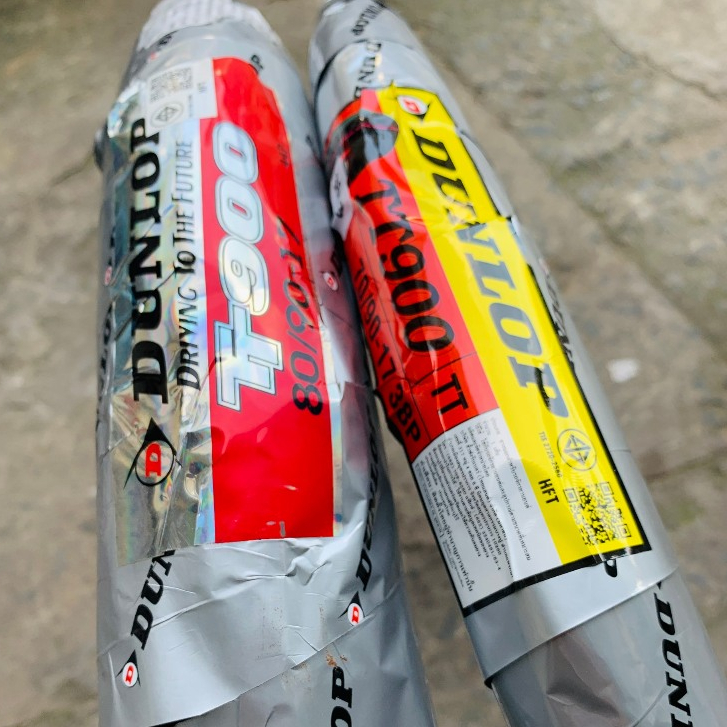 (Vỏ sử dụng ruột) Cặp vỏ Dunlop ThaiLand chữ vàng TT900 size 70/90-17 T/T và 80/90-17 T/T - Vỏ sử dụ