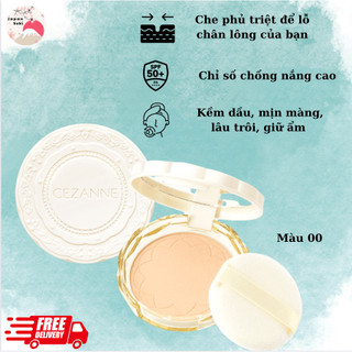 Phấn phủ chống nắng Cezanne UV Silk Cover Powder SPF 50 PA+++ Nhật bản kềm dầu, nâng tọne, chống nắng