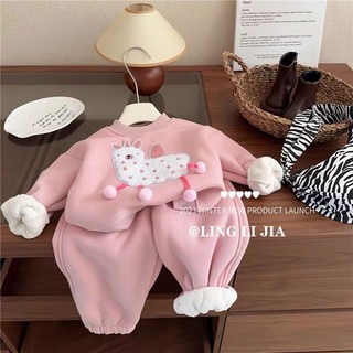 Bộ nỉ hình chú cừu lót nỉ bông dày ấm qccc
