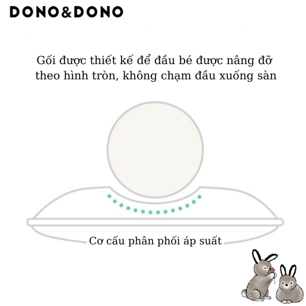 Gối cho bé chống méo đầu, chống bẹp đầu, thương hiệu Dono Dono Hàn Quốc nhập khẩu chính hãng