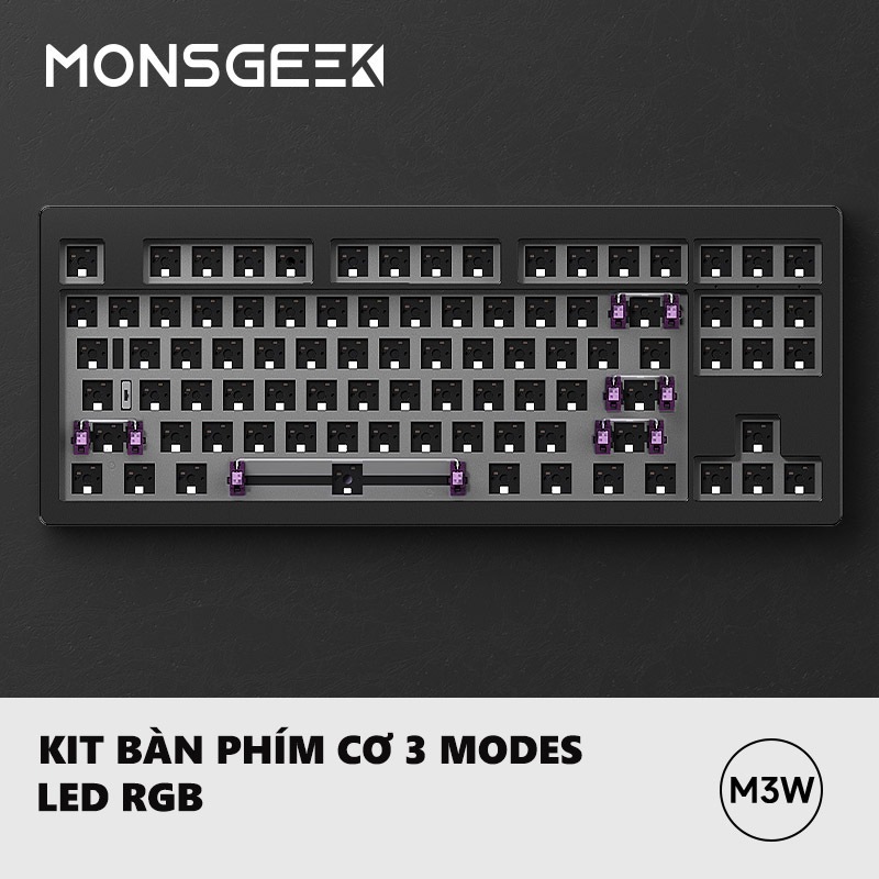 Bàn phím cơ Monsgeek M3W | Case nhôm CNC | Led RGB | Không dây 3 Modes| Mạch xuôi | Hotswap | Gasket Mount