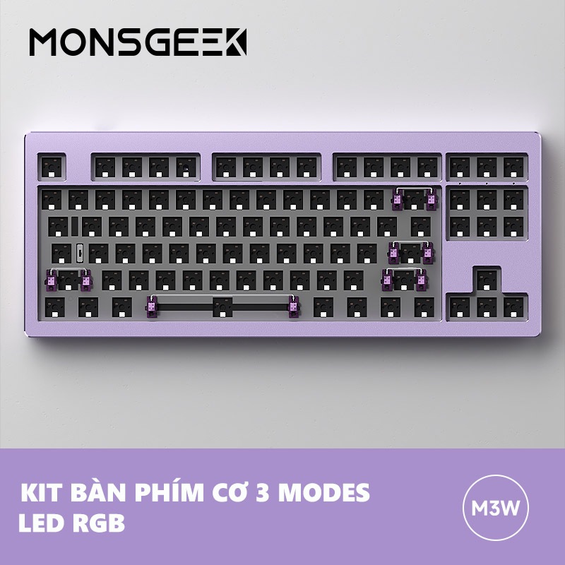 Bàn phím cơ Monsgeek M3W | Case nhôm CNC | Led RGB | Không dây 3 Modes| Mạch xuôi | Hotswap | Gasket Mount