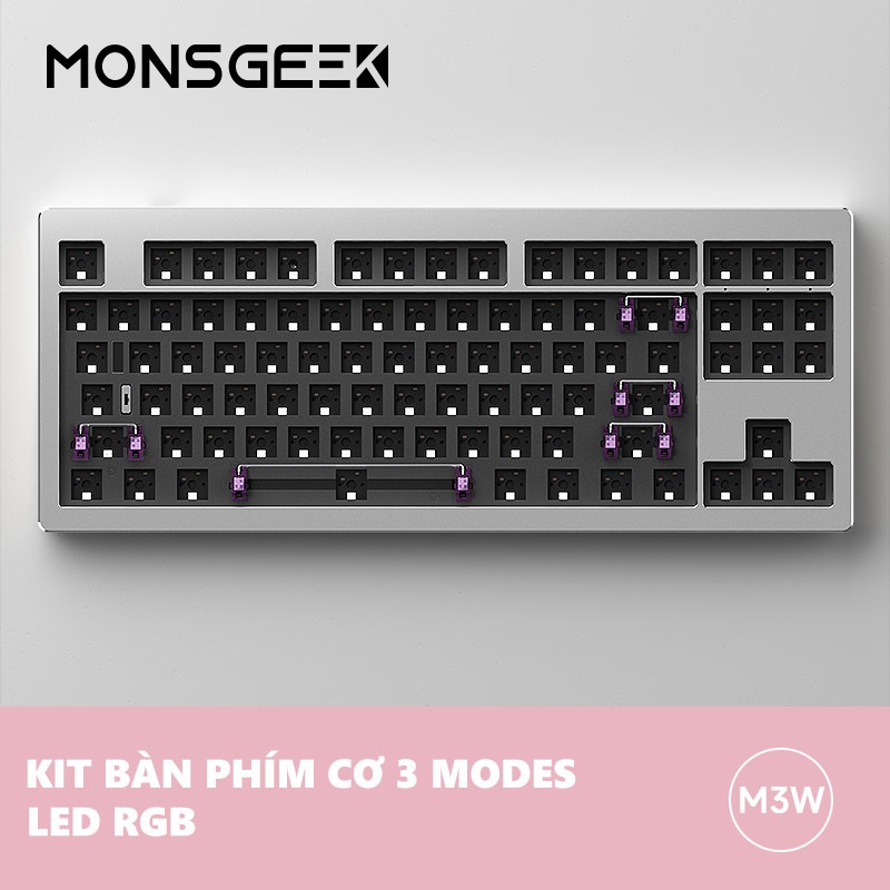 Bàn phím cơ Monsgeek M3W | Case nhôm CNC | Led RGB | Không dây 3 Modes| Mạch xuôi | Hotswap | Gasket Mount