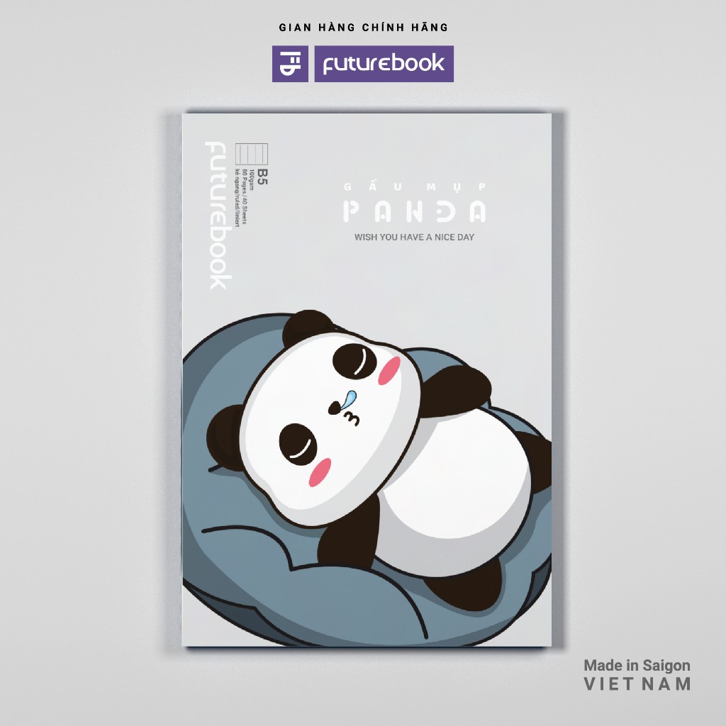Vở Kẻ Ngang Futurebook B5 Gấu Panda 100gsm 80 trang - Bìa Dày Cao Cấp