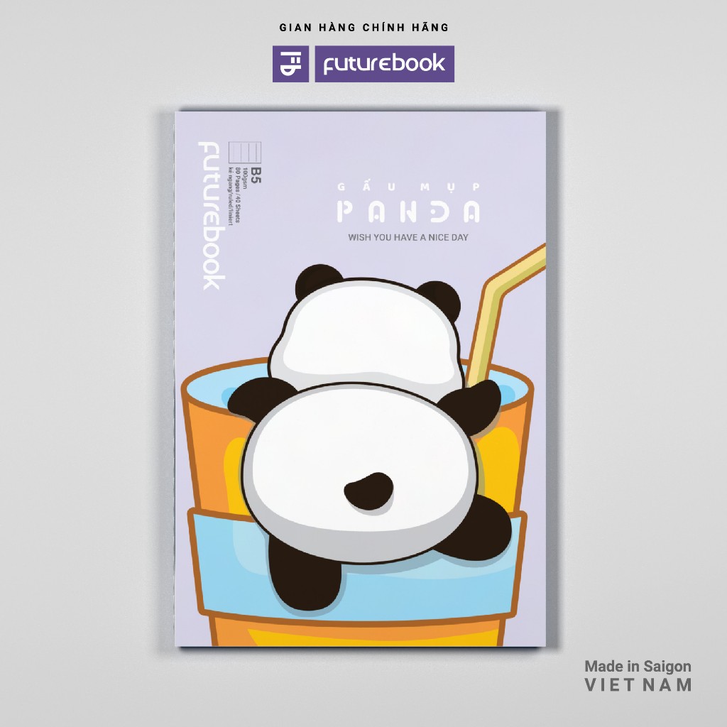 Vở Kẻ Ngang Futurebook B5 Gấu Panda 100gsm 80 trang - Bìa Dày Cao Cấp