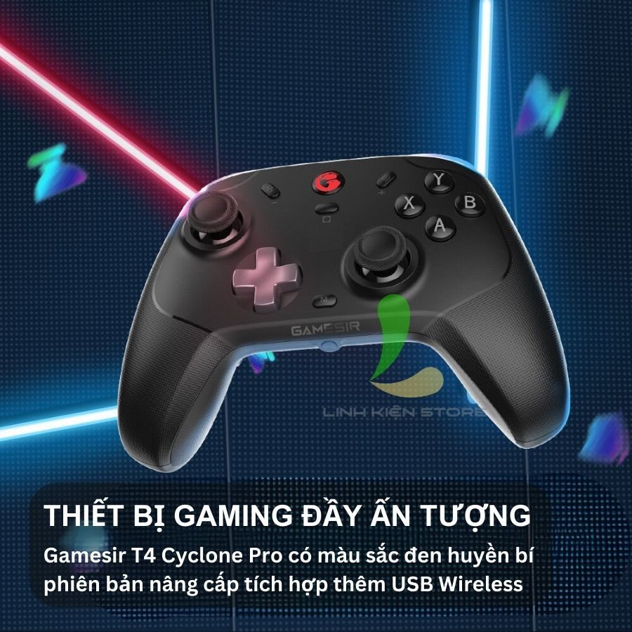 Tay cầm game GameSir T4 Cyclone Pro - Gamepad không dây đa nền tảng, kết nối Wireless và Bluetooth