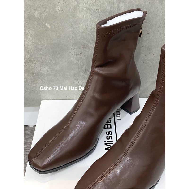 Boots mũi vuông OSHO, chất da bò cao cấp, êm chân
