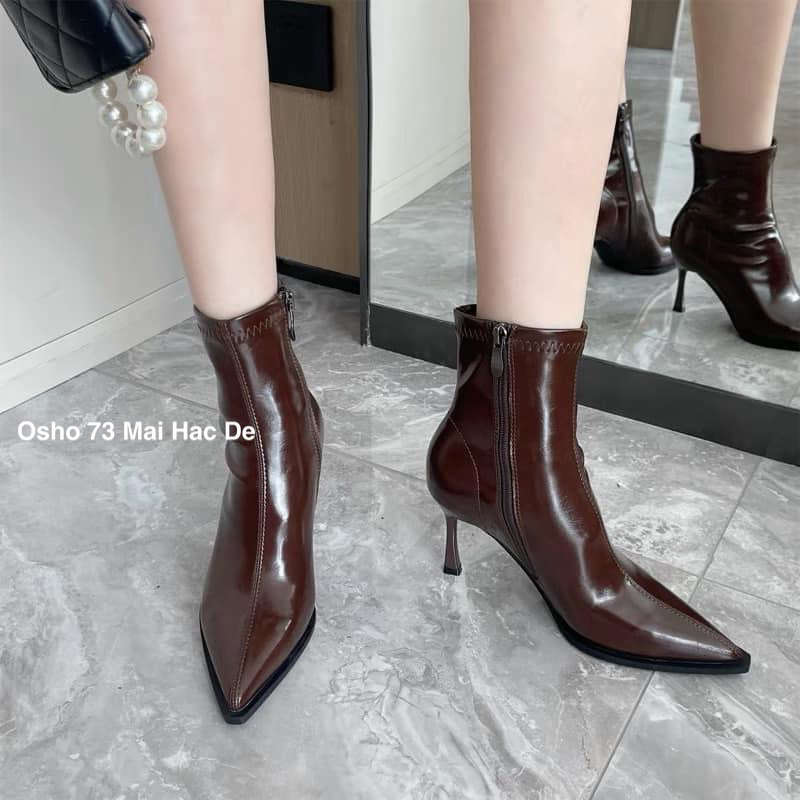 Boots mũi nhọn OSHO, chất da lì cao cấp, êm chân