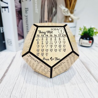 Lịch Gỗ Để Bàn 12 Mặt 2024 - Chất Gỗ MDF Cao Cấp Chống Nước Và Nấm Mốc, Khắc Logo Lời Chúc Theo Yêu Cầu