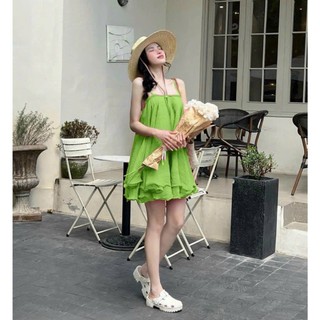 Đầm xước 2 dây có lót phía sau có bo thun - 100349