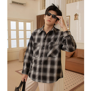 Áo Sơ mi dài tay nam basic phong cách Hàn Quốc - Caro Đen/Trắng