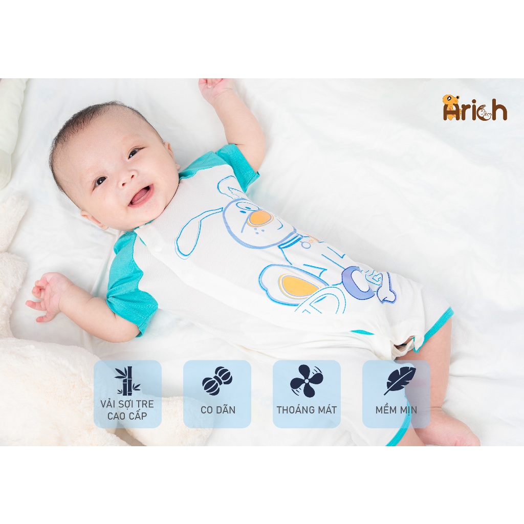 Body cộc cài lệch phối hình in đáng yêu Arich cho bé từ sơ sinh đến 18 tháng