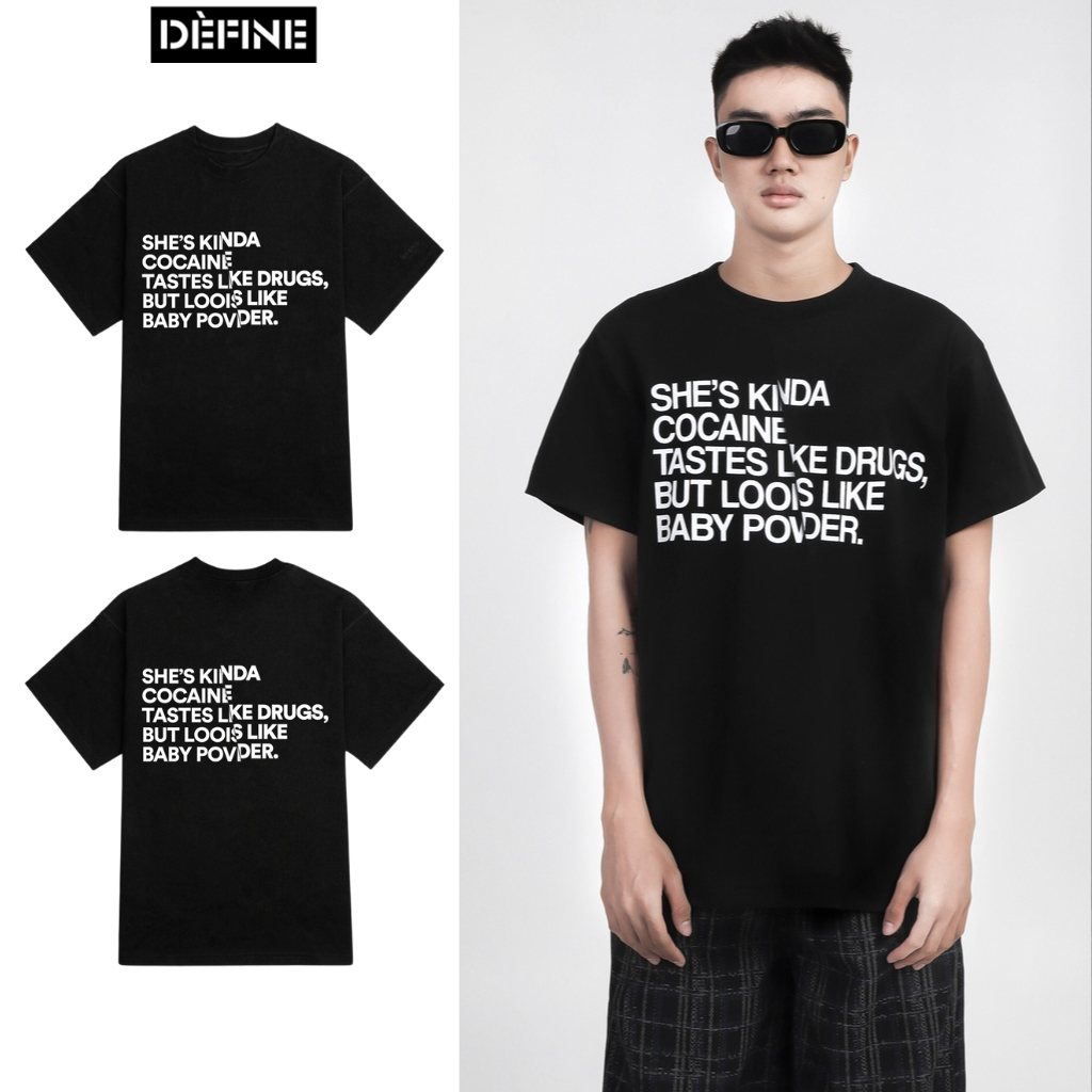 Áo Thun Local Brand Unisex DEFINE FOLDED TYPO SHE'SCOCAINE, Áo Phông Unisex 100% Cotton 2 chiều Basic Tee