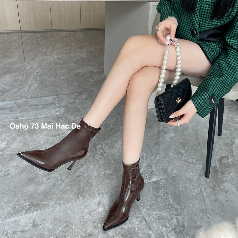 Boots mũi nhọn OSHO, chất da lì cao cấp, êm chân