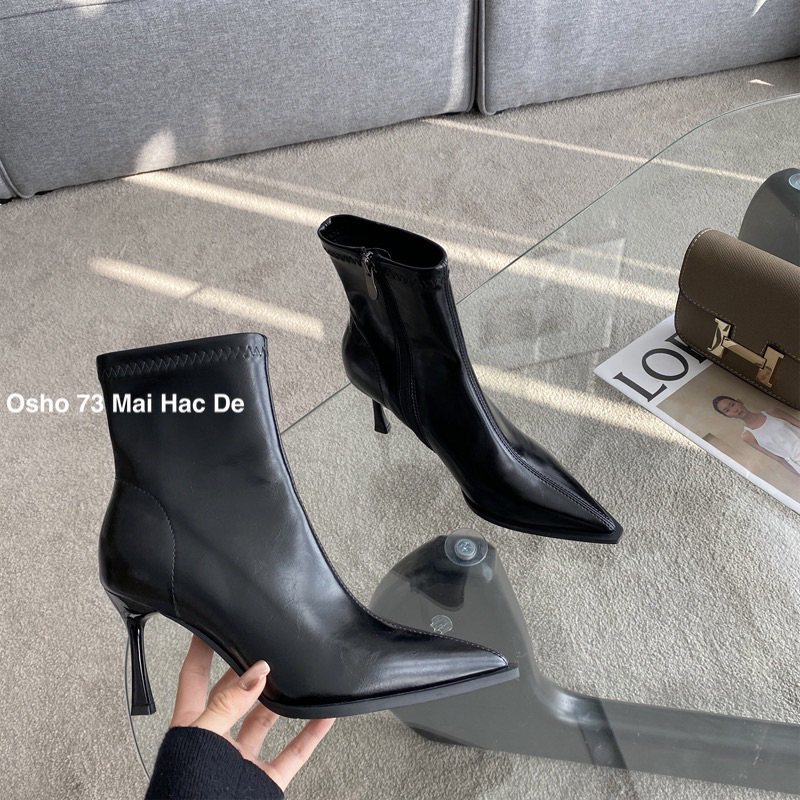 Boots mũi nhọn OSHO, chất da lì cao cấp, êm chân
