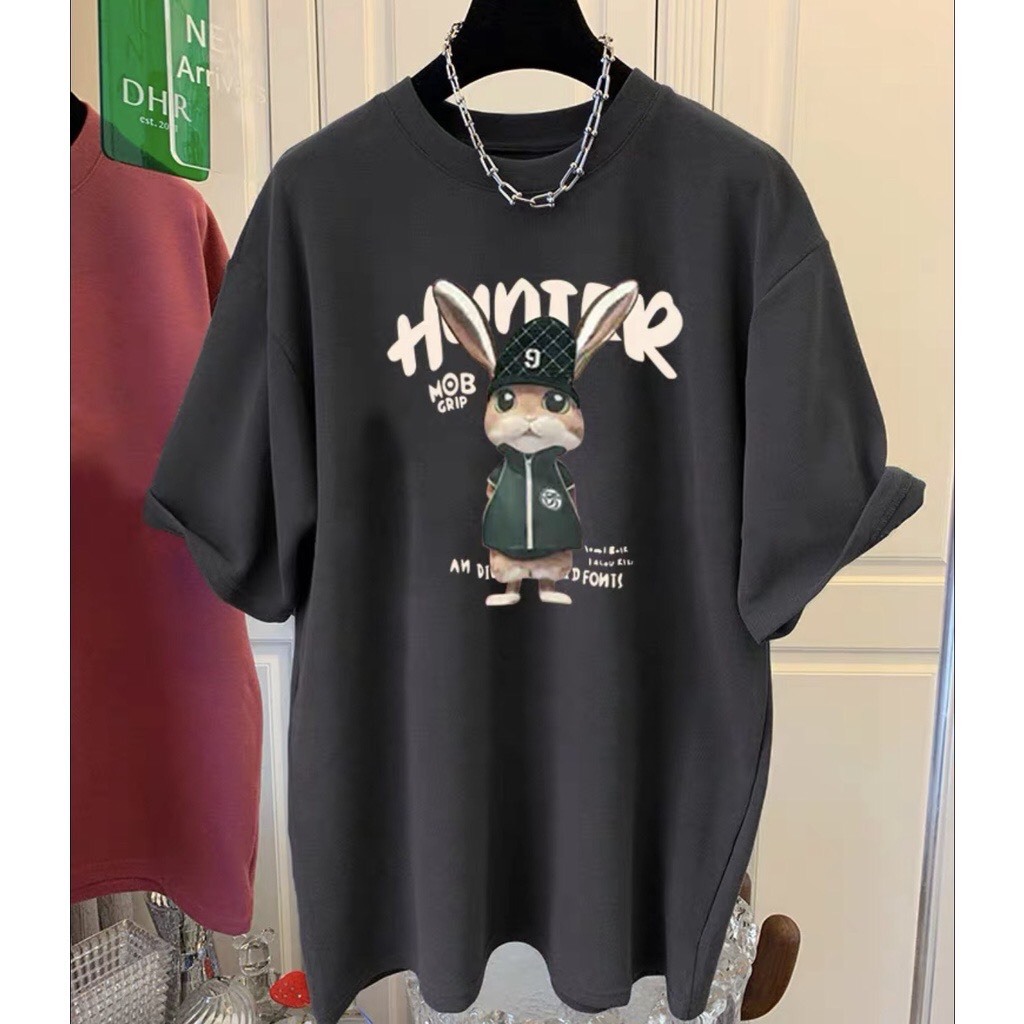 Áo thun Thỏ Hunter tai dài, chất coton su thấm hút mồ hôi, form Unisex; mặc cặp, đôi; nhóm