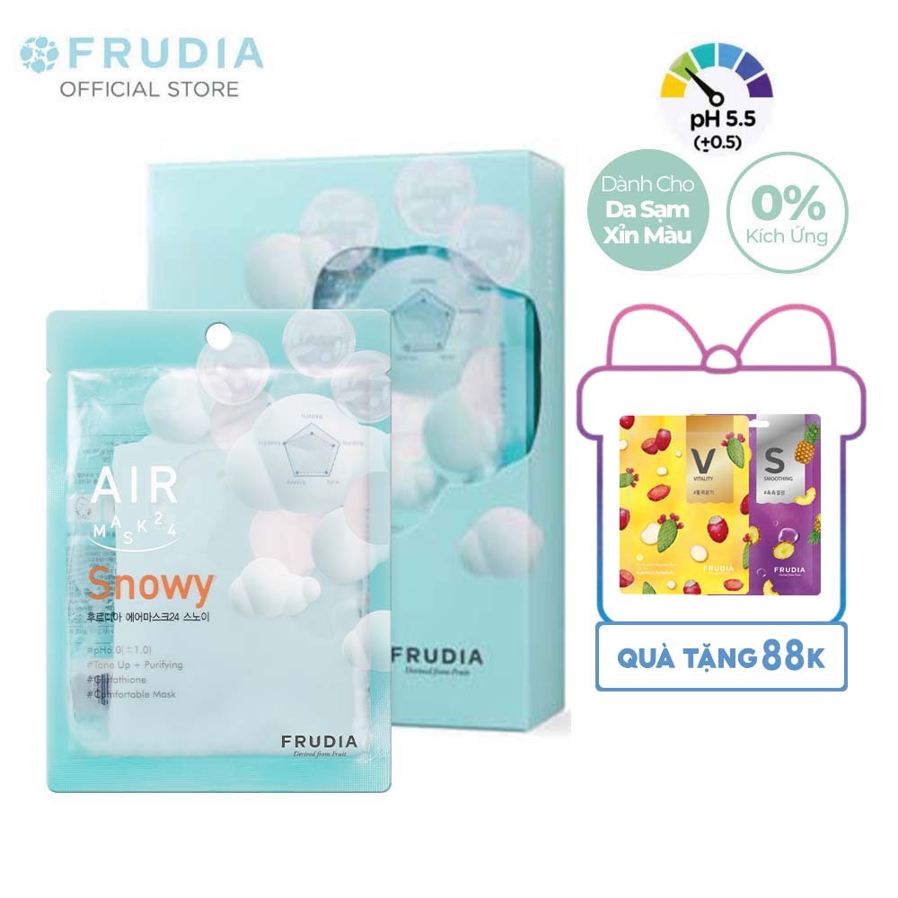 [Tặng 88k] 10 Miếng Mặt Nạ Dưỡng Ẩm Giúp Làm Trắng Da Frudia AIR Mask 24 Snowy 25ml x 10pcs