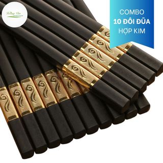 Bộ 10 đôi đũa khảm vàng phong cách Hàn Quốc - dài 27cm
