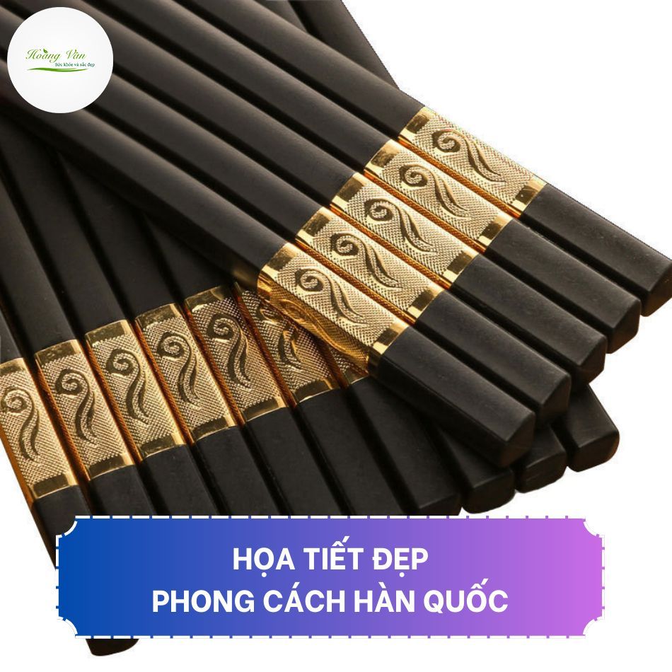 Bộ 10 đôi đũa khảm vàng phong cách Hàn Quốc - dài 27cm