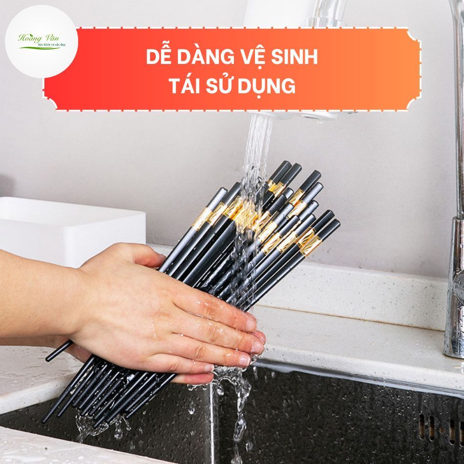 Bộ 10 đôi đũa khảm vàng phong cách Hàn Quốc - dài 27cm