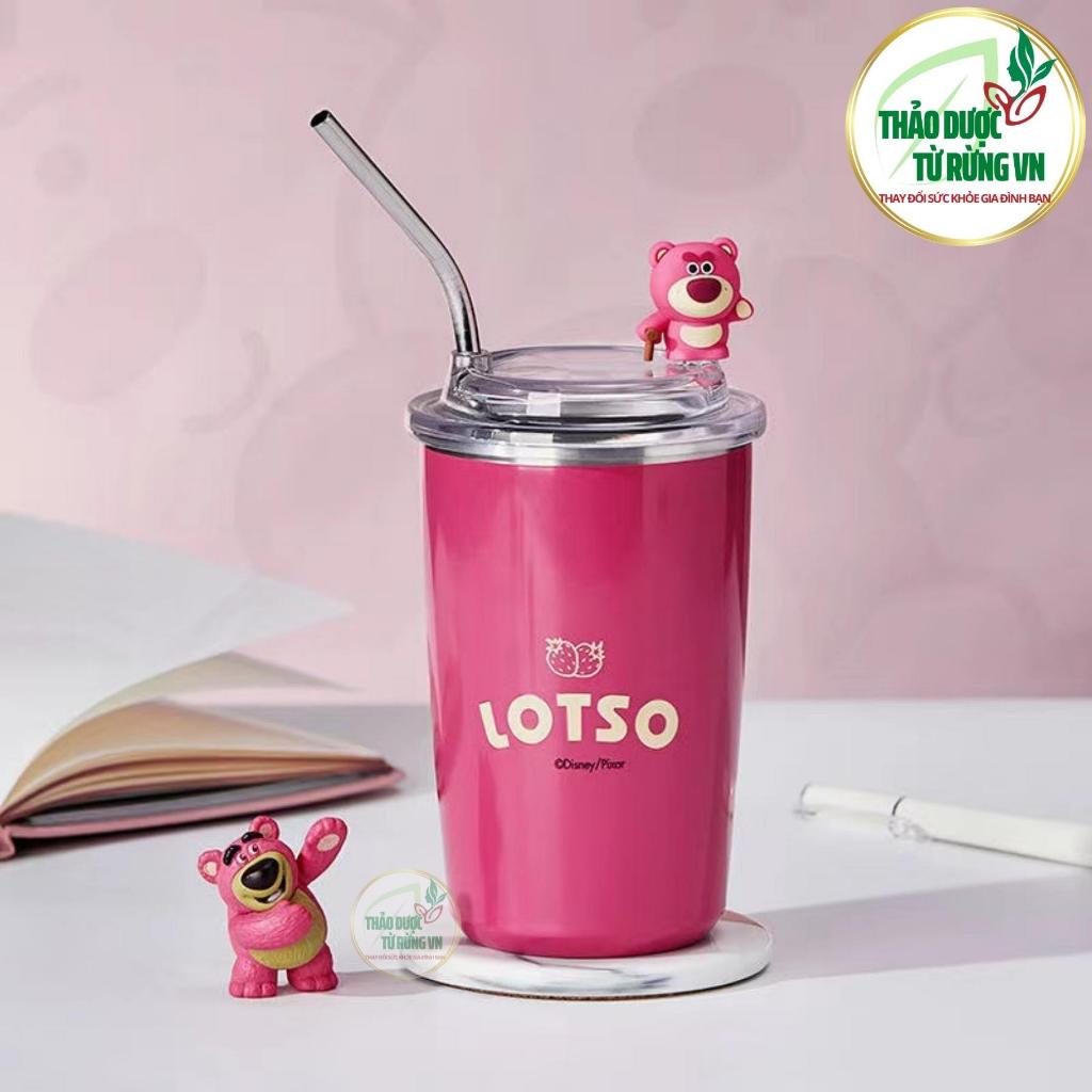 Cốc Giữ Nhiệt Gấu Dâu 450ml Cute Có Kèm Vòi Inox Giữ Nóng Lạnh - Bình Giữ Nhiệt Gấu Dâu Inox 304 TDTRVN